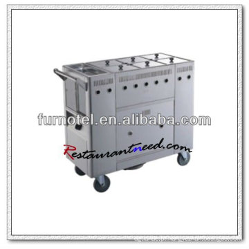 S102 6-Tank Gas Stainless Steel Kitchen Trolley